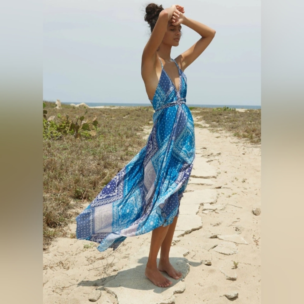 Lovestich Blues Abstract Design Casual Dress